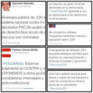 La oposición hizo sentir su malestar a través de las redes sociales.