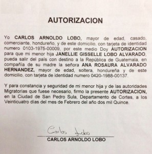 El documento que presentó la esposa de Lobo, supuestamente falso.